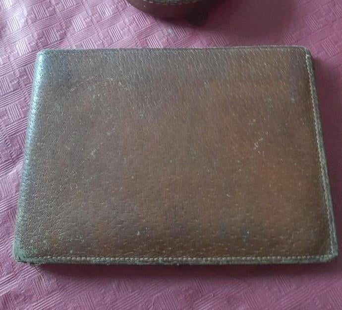 Oude vintage echte lederen heren portefeuille, retro, Handtassen en Accessoires, Portemonnees, Ophalen of Verzenden, Bruin, Leder