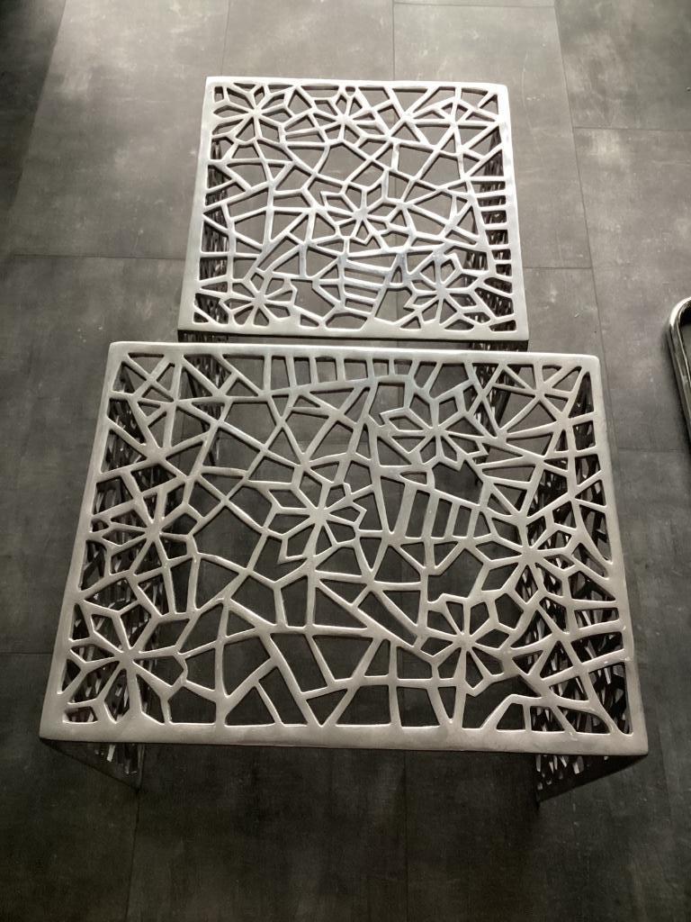 Tables gigognes en aluminium brossé, Ophalen, Zo goed als nieuw, Metaal