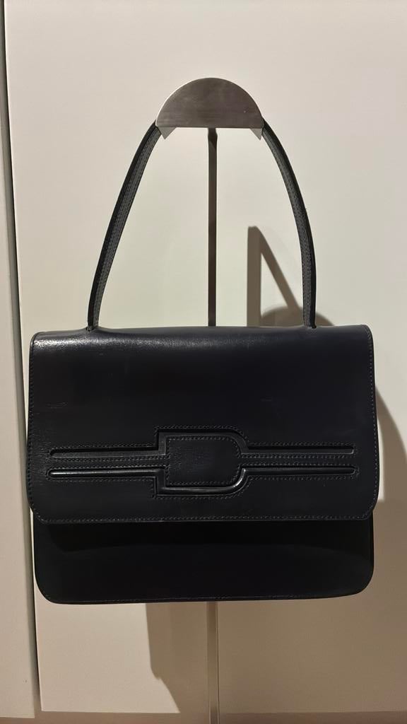 Donkerblauwe vintage handtas delvaux, Ophalen of Verzenden, Gebruikt