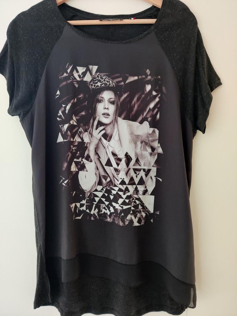 T-shirt in zwart/witte tinten maat M, Ophalen of Verzenden, Zo goed als nieuw, Maat 38/40 (M), Zwart