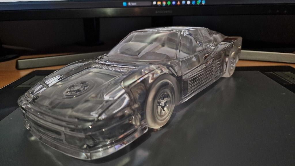 Ferrari Testarossa in kristal – 30 cm, 2,5 kg, Ophalen of Verzenden
