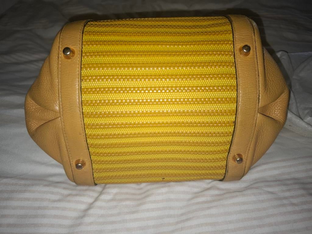 Delvaux Yellow Toile de Cuir Top Handle Bag, Ophalen of Verzenden, Zo goed als nieuw