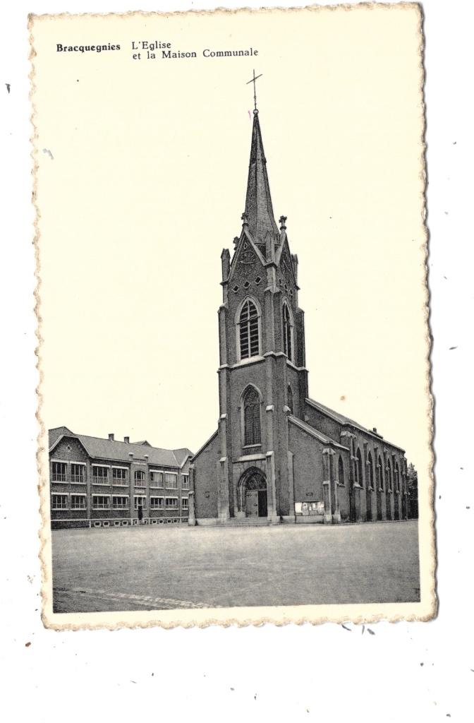 Bracquegnies NA31: L'Eglise et la Maison Communale, Collections, Envoi, 1940 à 1960, Affranchie, Hainaut