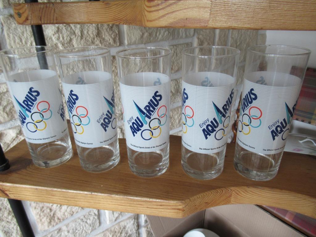 5 verres à eau Aquarius ht 18 cm Ø 6,8 cm comme neufs, Ophalen of Verzenden, Zo goed als nieuw, Frisdrankglas