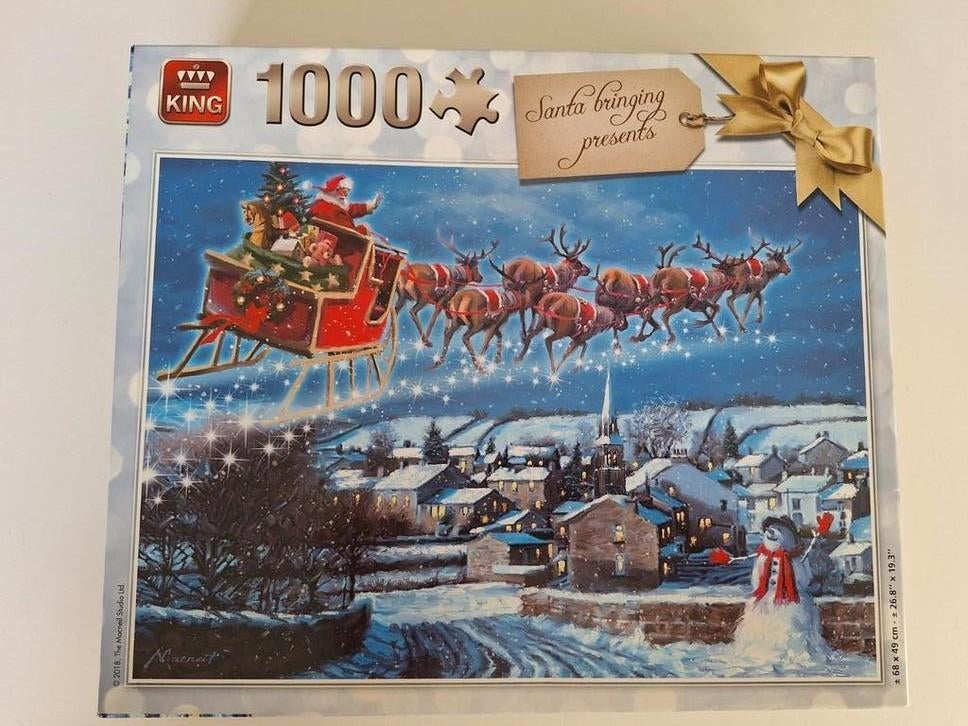 King Kerstpuzzel 1000 stukjes, Ophalen, 500 t/m 1500 stukjes, Zo goed als nieuw, Legpuzzel
