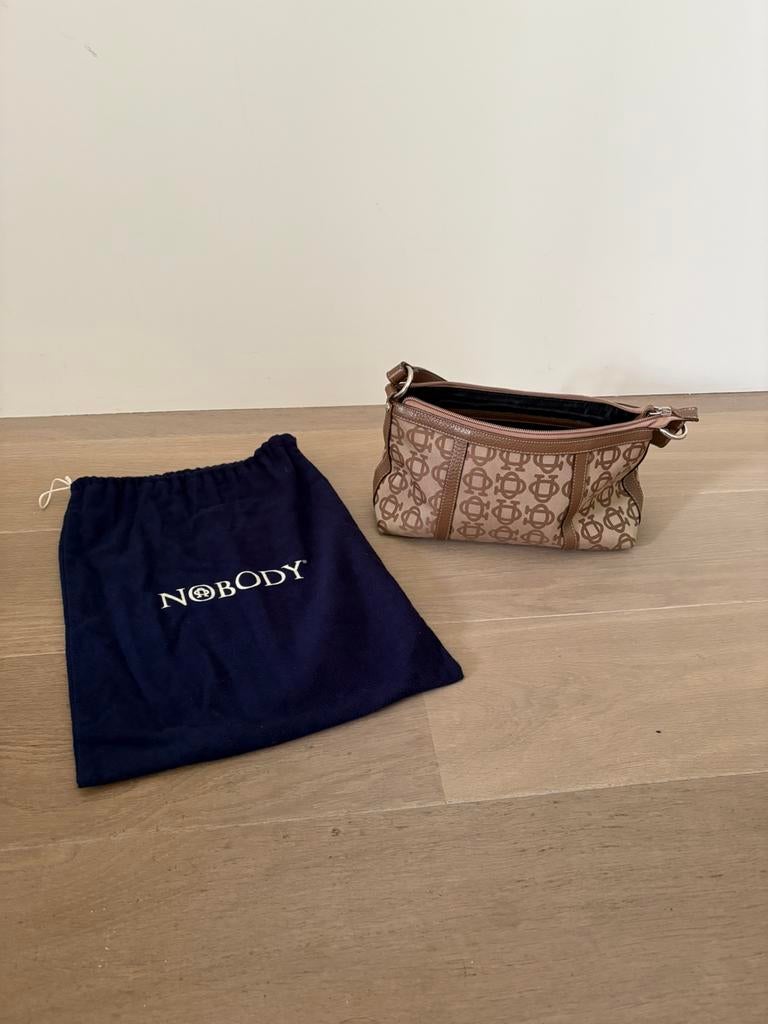 Nobody beige handtas, Handtassen en Accessoires, Tassen | Damestassen, Ophalen, Zo goed als nieuw, Beige, Handtas