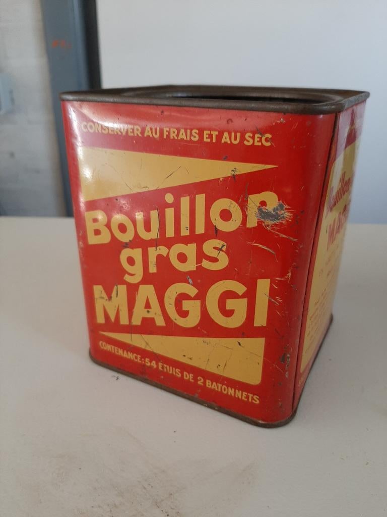 Metalen blik Maggi Bouiilon gras - brocante, vintage, retro, Verzamelen, Ophalen