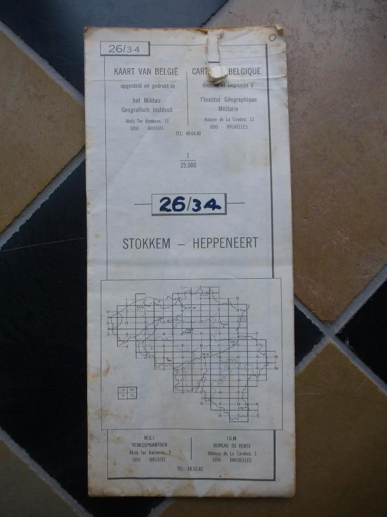 STAFKAART STOKKEM - HEPPENEERT    26 / 3 - 4, Gelezen, Ophalen of Verzenden, Landkaart, 1800 tot 2000