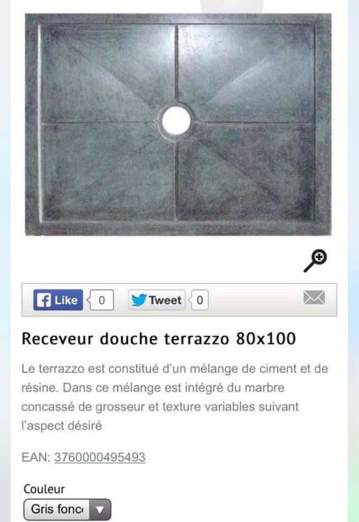 Receveur de douche terrazzo de marbre, Neuf, Moins de 25 cm, Enlèvement, 50 à 100 cm