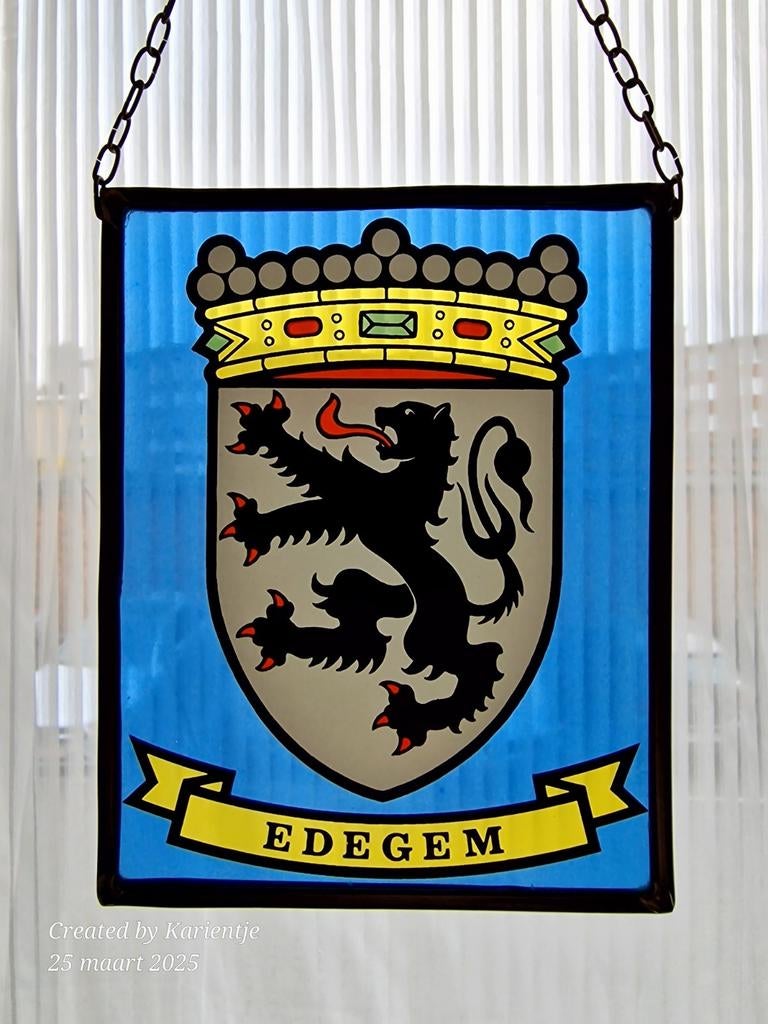 Glasraam in lood - gemeente Edegem, Ophalen, Gebruikt