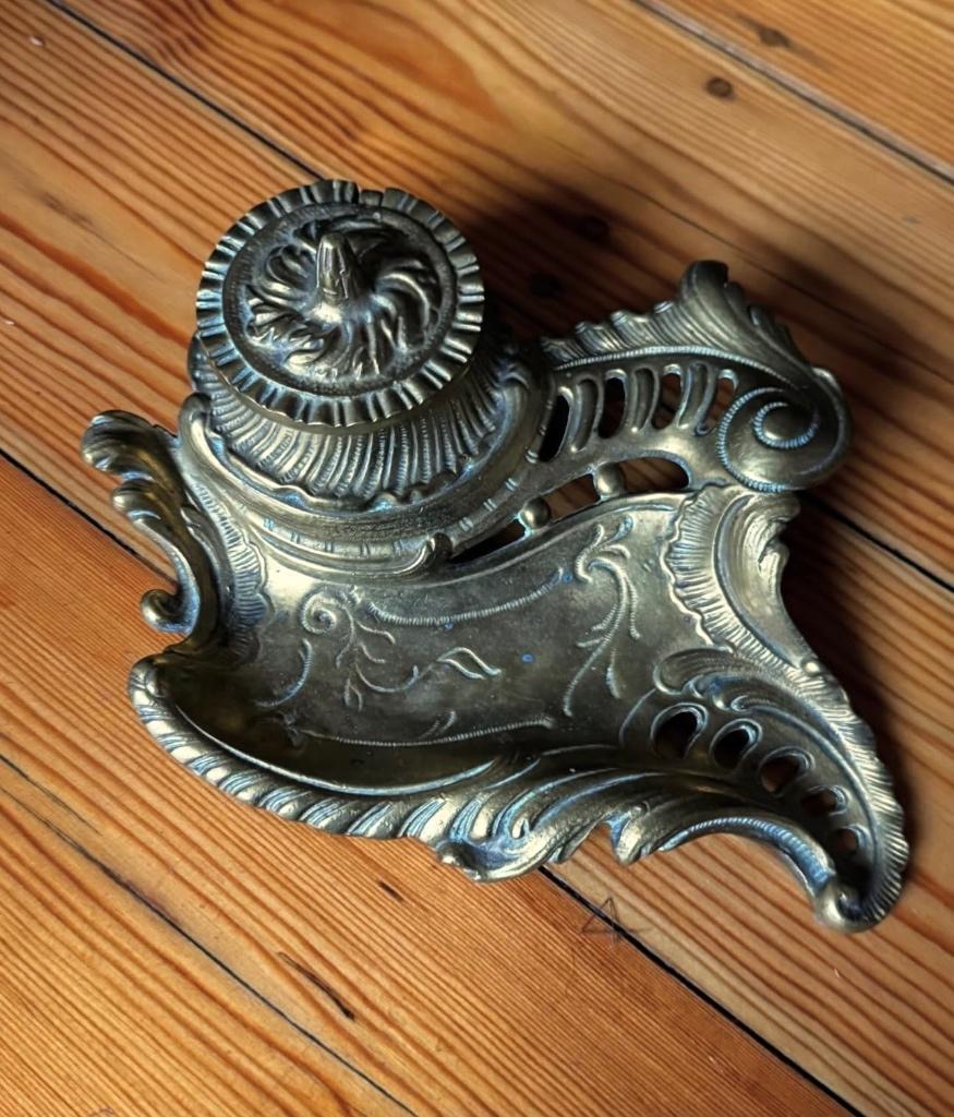 Encrier en bronze antique, Enlèvement ou Envoi, Bronze