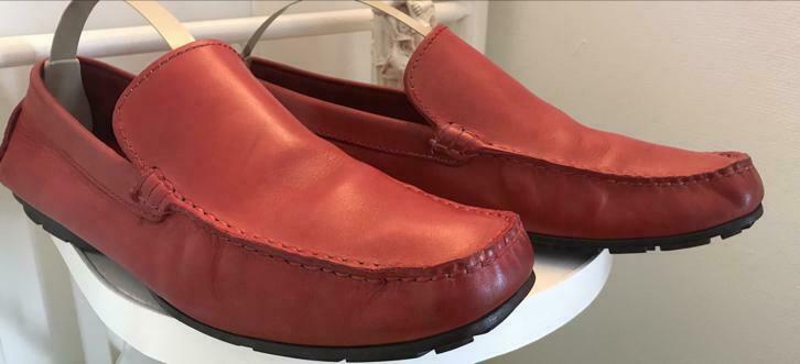 Mocassins voor heren, rood leer, maat 44, perfecte staat, Zo goed als nieuw, Rood