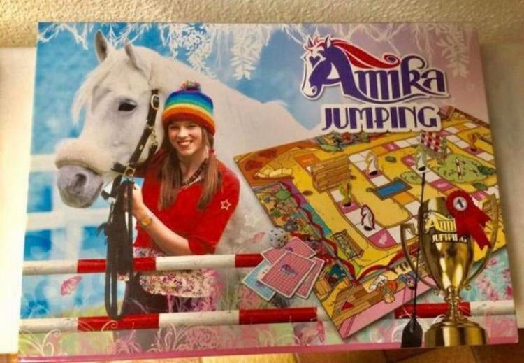 Amika jumping bordspel in perfecte staat Helemaal kompleet, Hobby en Vrije tijd, Ophalen of Verzenden, Zo goed als nieuw