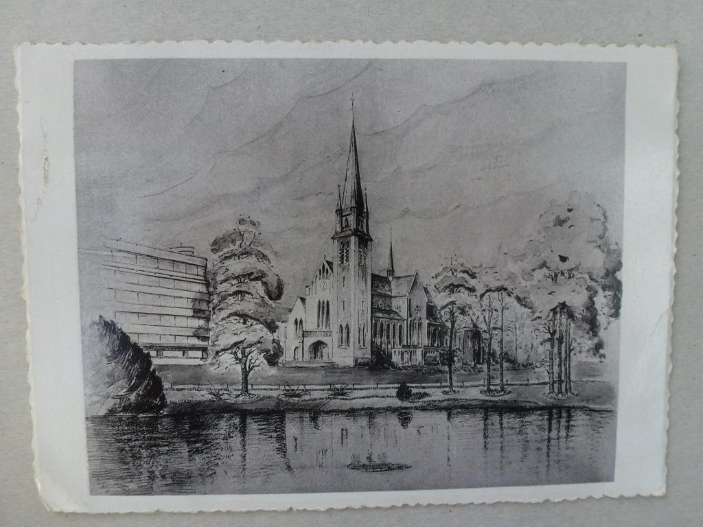 Eglise St Croix Ixelles Vue perspective Projet d'agrandissem, Envoi, 1940 à 1960, Affranchie, Bâtiment