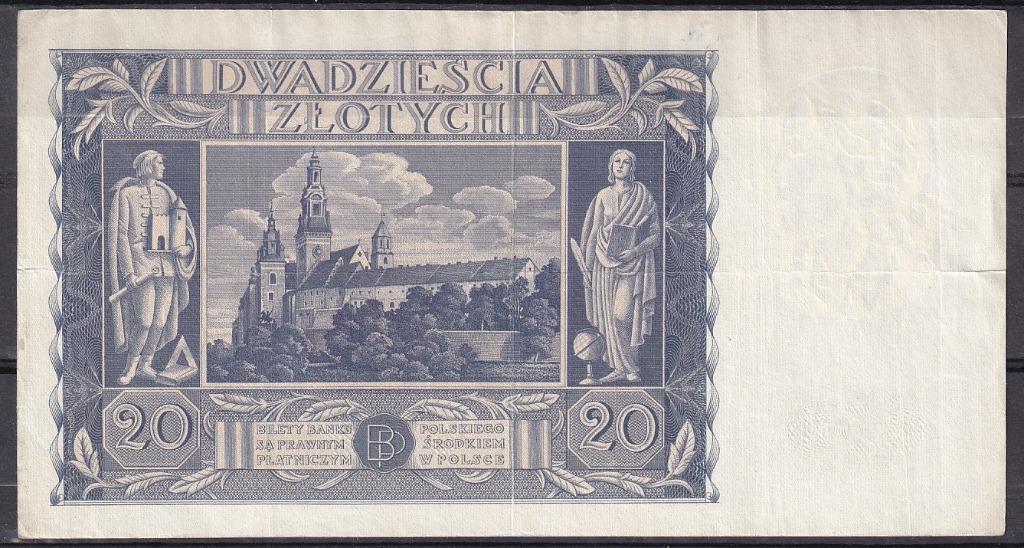Pologne 20 zloty 1936 AU, Enlèvement ou Envoi, Pologne, Billets en vrac