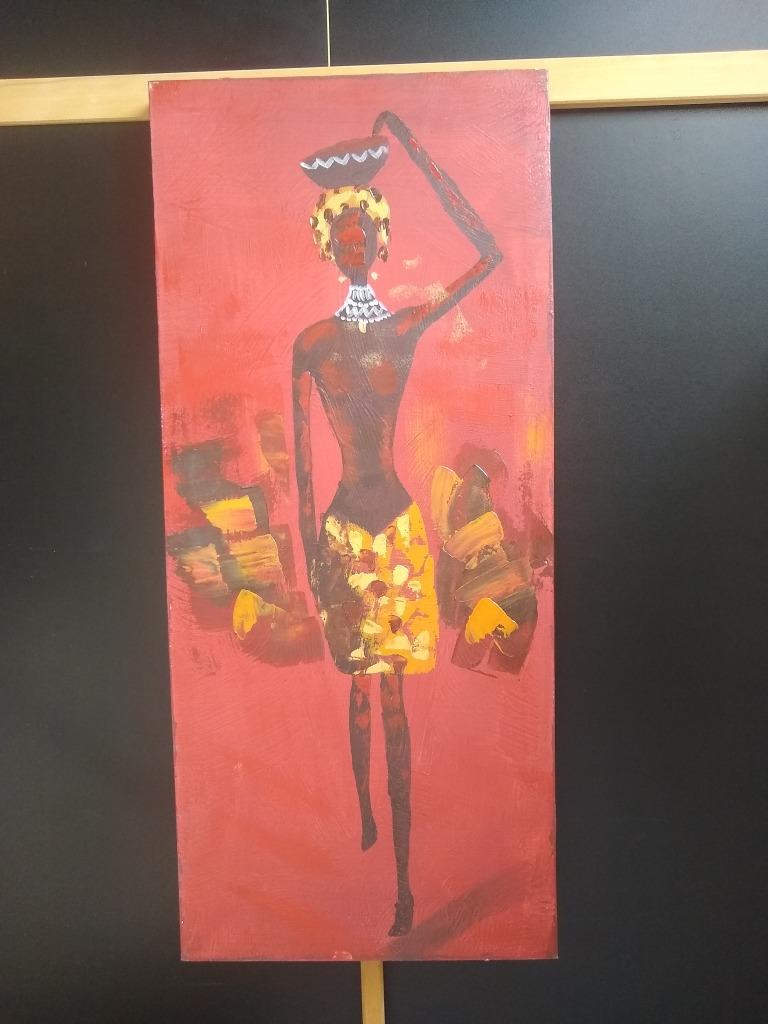 Afrikaans schilderij (in goede staat) - muurdecoratie, Enlèvement