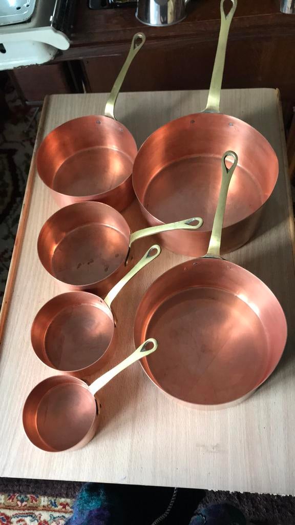 Boiler pots pans Vintage copper  Very heavy Set of 6, Ophalen of Verzenden, Koper