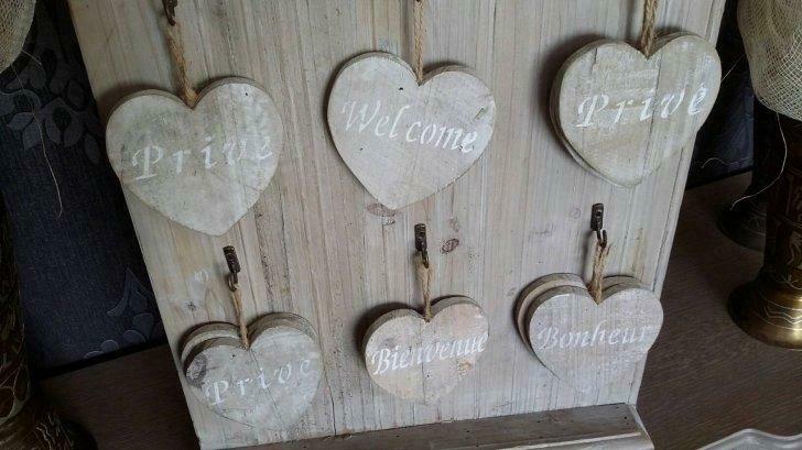 Coeurs en bois pour accrocher 4 types de texte, Maison & Meubles, Accessoires pour la Maison | Décorations murale, Neuf, Enlèvement ou Envoi