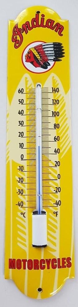 Indian Motor cycles emaillen thermometer, Verzamelen, Ophalen of Verzenden, Nieuw, Reclamebord