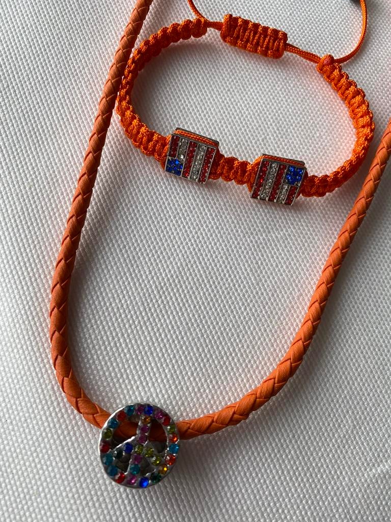 Collier symbole paix ☮️ + bracelet assorti, Enlèvement ou Envoi