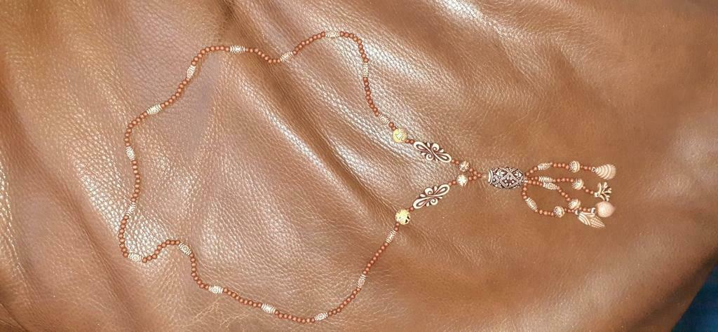 §  Collier sautoir style africain résine brune, Enlèvement ou Envoi, Synthétique