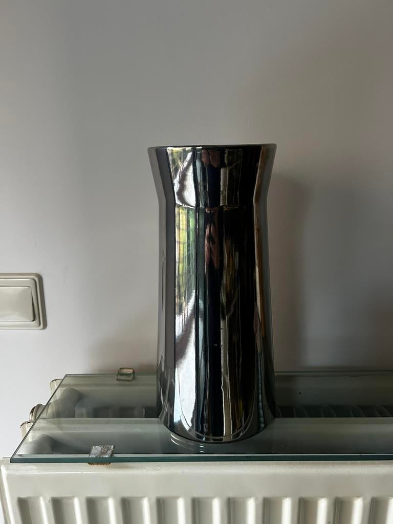 Zilverkleurige vaas H27cm D11cm GRATIS bij aankoop min. 5€, Huis en Inrichting, Ophalen, Zo goed als nieuw