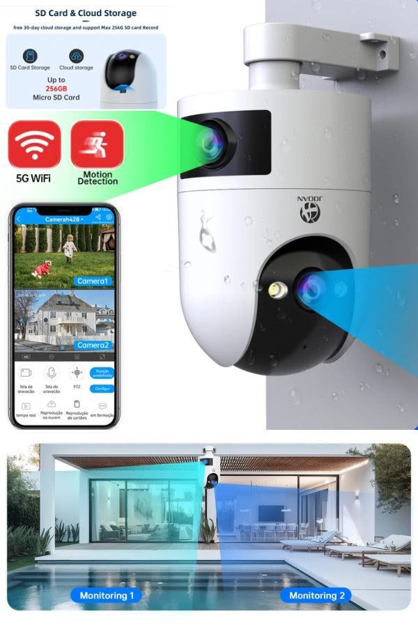 Caméra de surveillance Wi-Fi moderne avec 2 objectifs, Enlèvement ou Envoi, Neuf