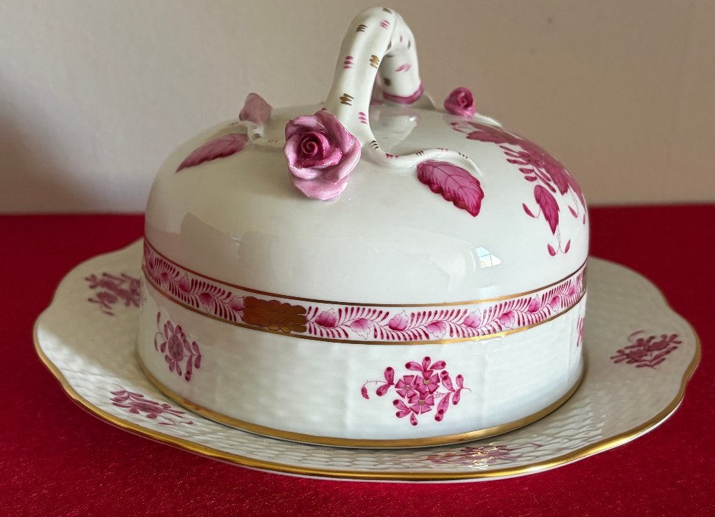 Rare Plat à Beurre Vintage en Porcelaine de Herend, Antiquités & Art, Enlèvement ou Envoi