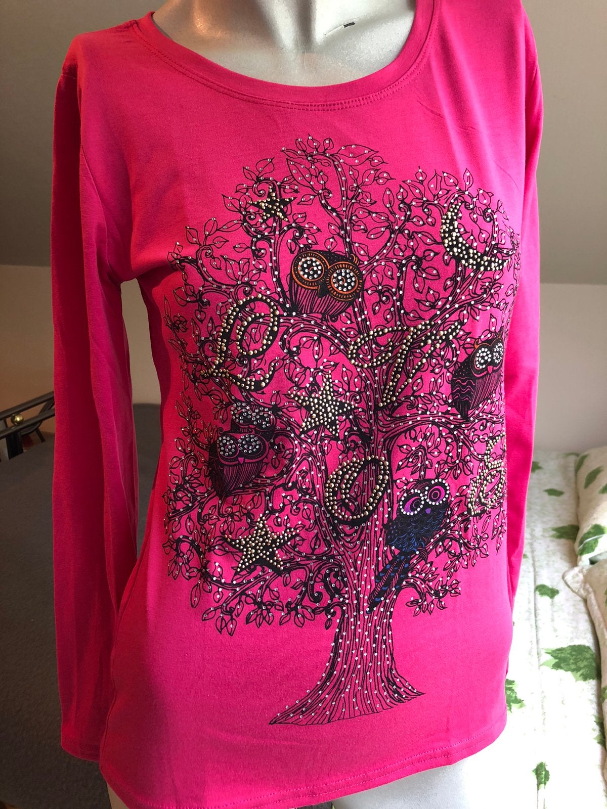 T-shirt lange mouw fuchsia maat L, Kleding | Dames, T-shirts, Ophalen, Maat 42/44 (L), Zo goed als nieuw, Lange mouw
