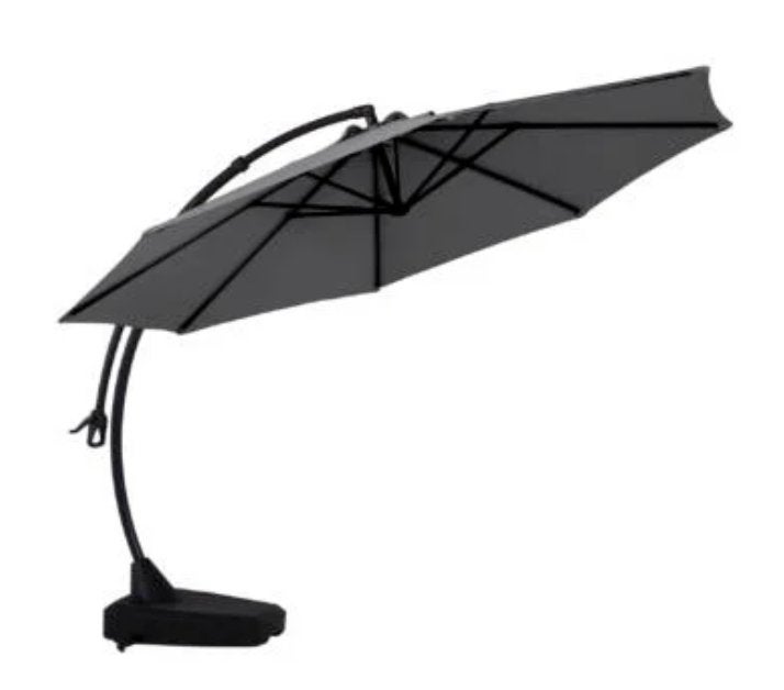 Zweefparasol Garden Plus Emma luxe  XL 3,5m donkergrijs, Neuf, 3 à 4 mètres, Étanche, Parasol flottant