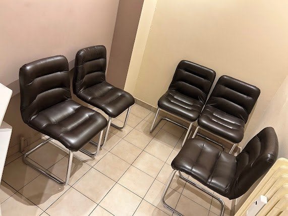Lot de 5 chaises vintage années 70, Vintage, Comme neuf, Brun, Enlèvement
