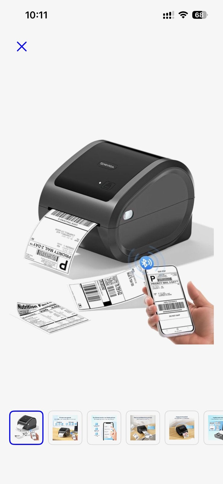 Neveda thermische labelprinter met bluetooth, Computers en Software, Ophalen of Verzenden, Zo goed als nieuw, Etiket