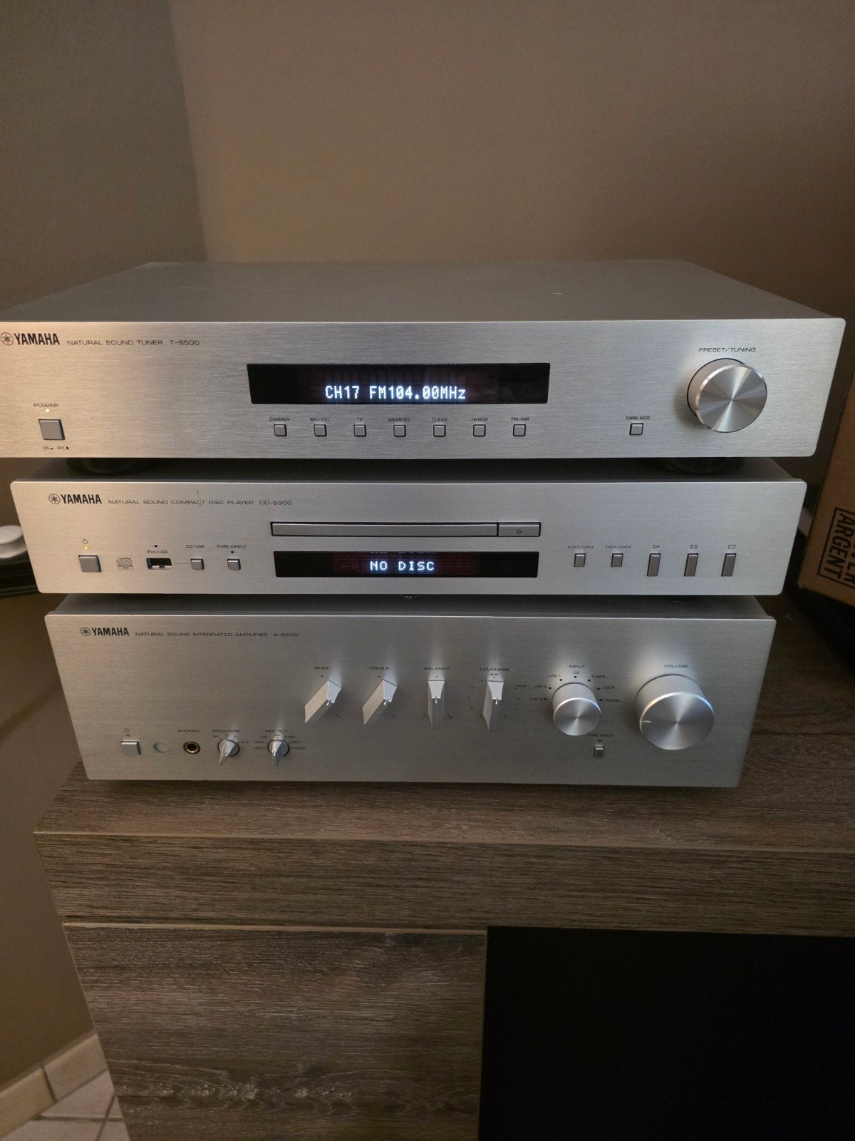 Ensemble Hi-Fi Yamaha Silver (A-S500+CD-S300+T-S500) - Neuf, Enlèvement, Comme neuf, Lecteur CD