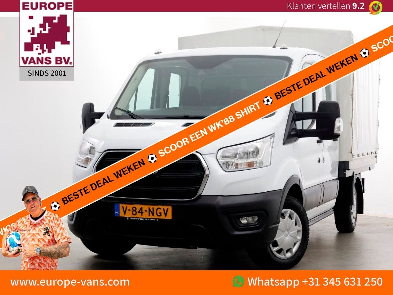Ford Transit 2.0 TDCI 130pk L2H1 Trend D.C. Open Laadbak met, Auto's, Wit, Bedrijf, 235 g/km, Electronic Stability Program (ESP)