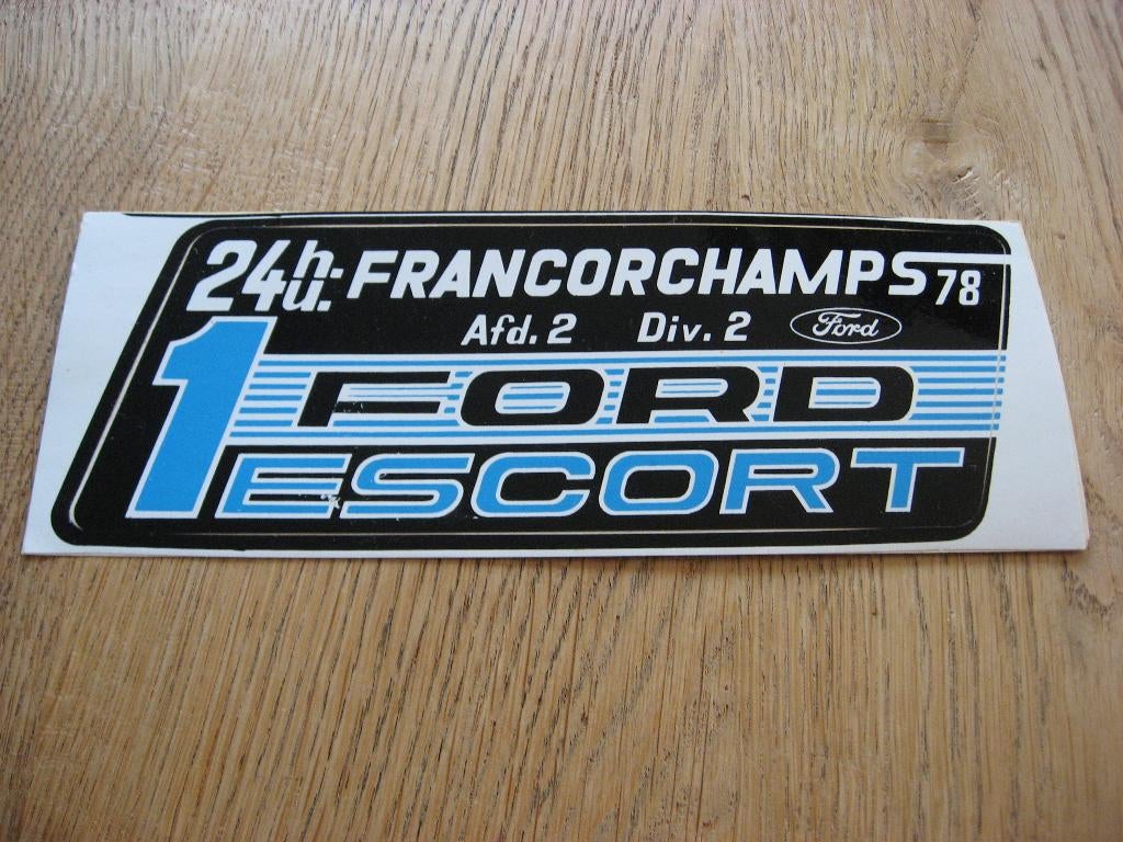 1 Ford Escort 24 h/u Francorchamps 78 Sticker, Ophalen of Verzenden, Nieuw, Auto of Motor