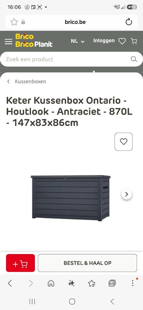 Kussensbox Ontario, Ophalen