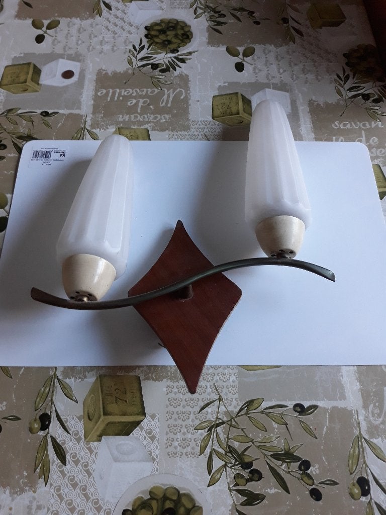Vintage dubbele wandlamp uit de jaren 50-60, Antiek en Kunst, Ophalen