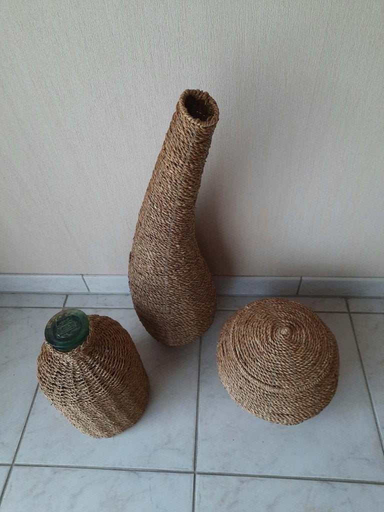 3 decoratiestukken  / vazen, Maison & Meubles, Marron, Matériau naturel, Enlèvement, Utilisé