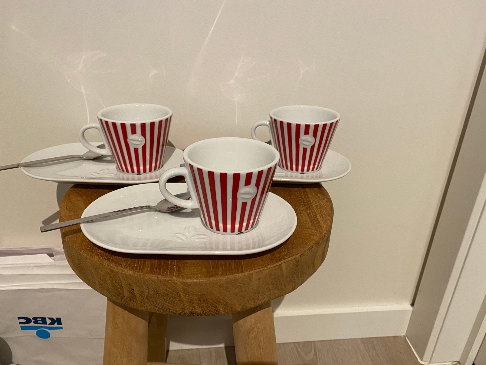 Koffietassen Bruynooghe+bord+lepel (nieuw), Ophalen, Nieuw