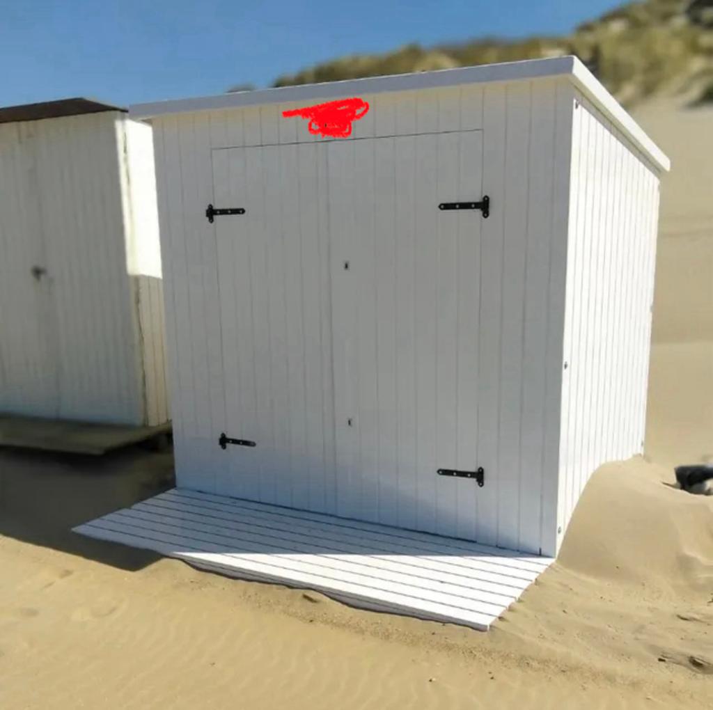 Zeer mooie strandcabine / polyester gecoat dak / 1ste eig.
