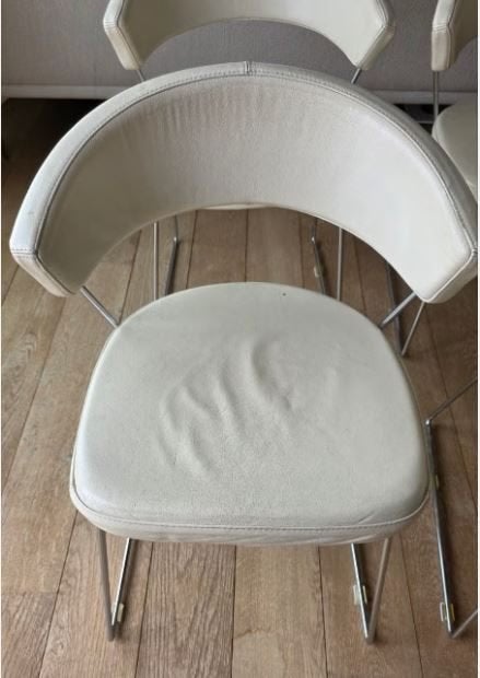 8 Chaises en cuir Calligaris, Maison & Meubles, Design, Enlèvement, Utilisé, Blanc