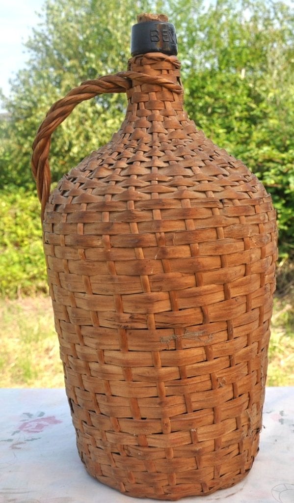 bouteille dame jeanhe recouverte de rotin, Ophalen of Verzenden