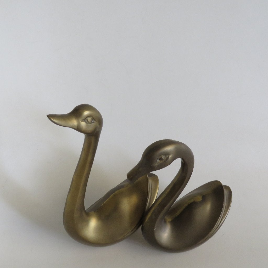 Paire de cygnes vintage en laiton, Enlèvement ou Envoi