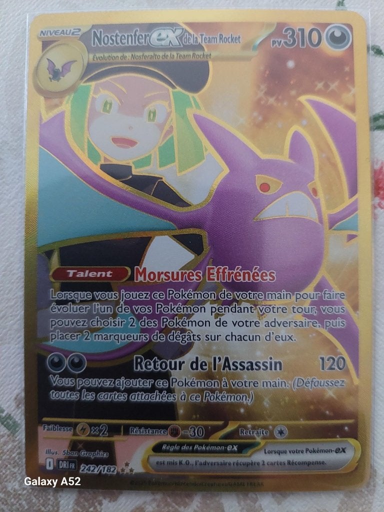 carte pokemon Nostenfer Ex De La Team Rocket 242/182 Gold, Ophalen of Verzenden, Nieuw, Losse kaart