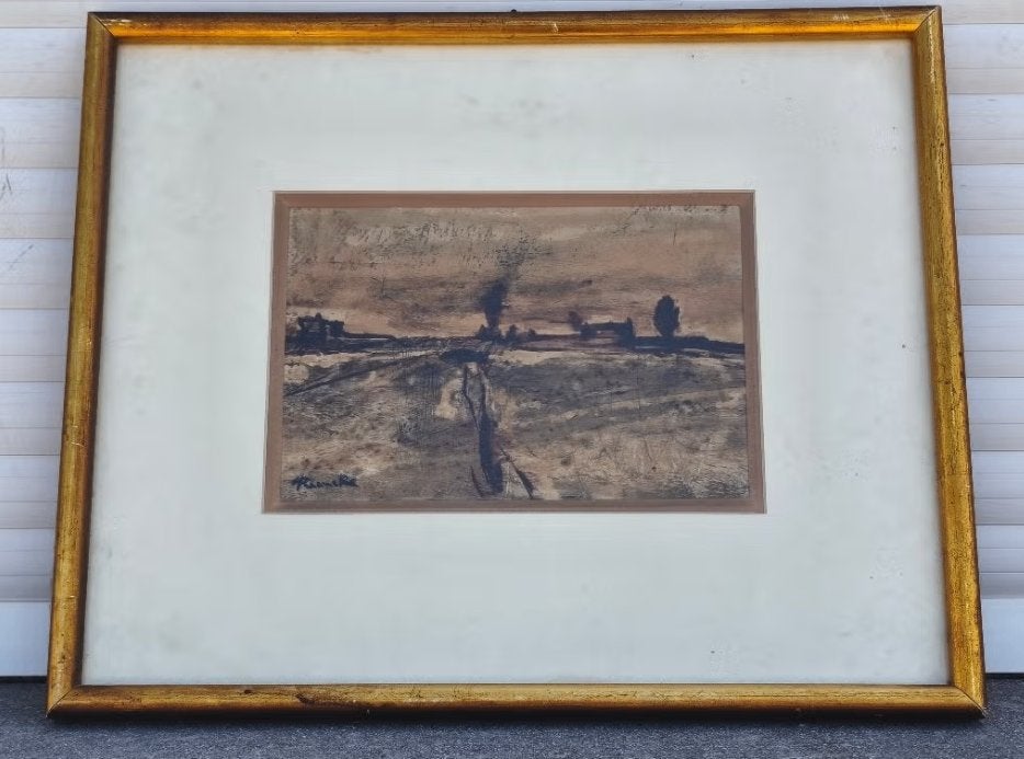 Huile sur papier paysage signe constant permeke, Antiquités & Art, Art | Peinture | Classique, Enlèvement ou Envoi, Paysage, Papier