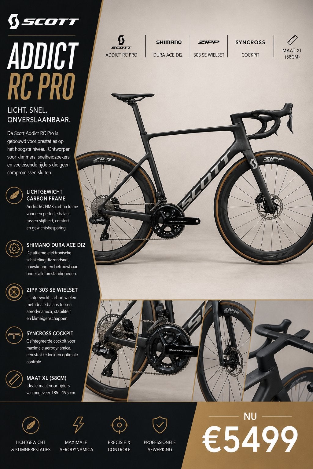 Nieuwe scott addict rc pro *dura ace di2*, Fietsen en Brommers, Fietsen | Racefietsen, Zo goed als nieuw, Giant, Ophalen