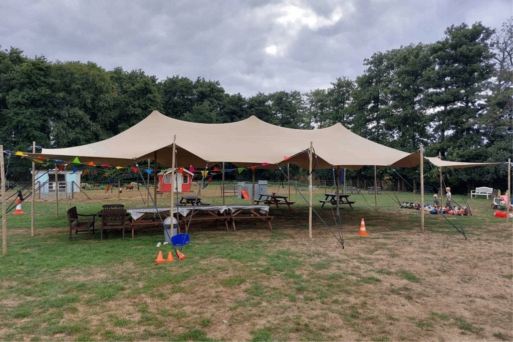 Stretchtent 10x15 (klemmen), merk Above & Beyond, Opvouwbaar, Overige typen, 6 meter of meer, Nieuw