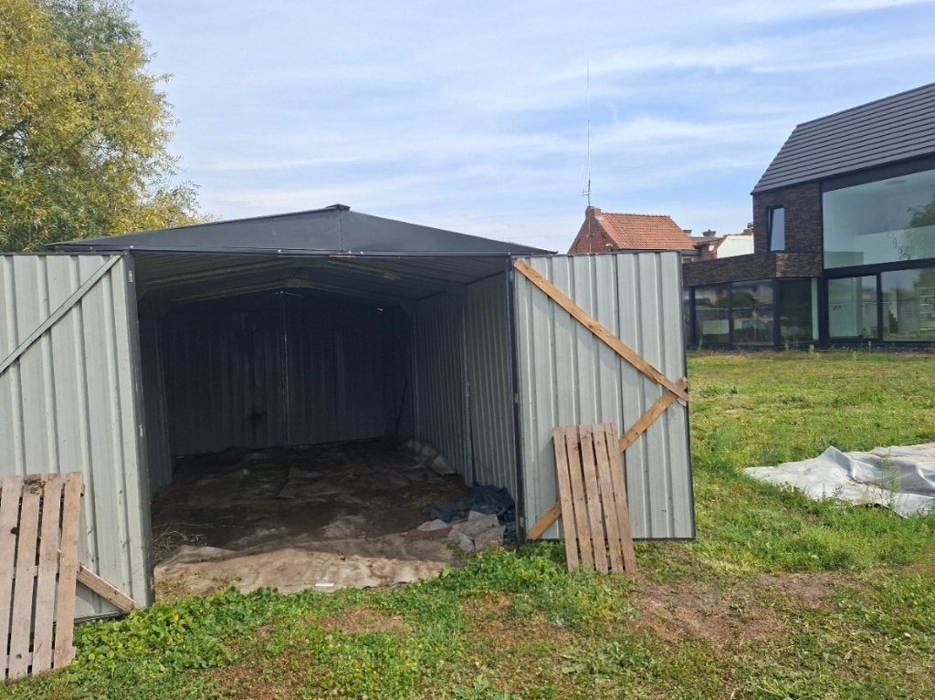 Tuinhuis metaal antraciet Vesder 596x300x230cm garagebox, Tuin en Terras, Ophalen, Tuinhuis, Zo goed als nieuw, Metaal