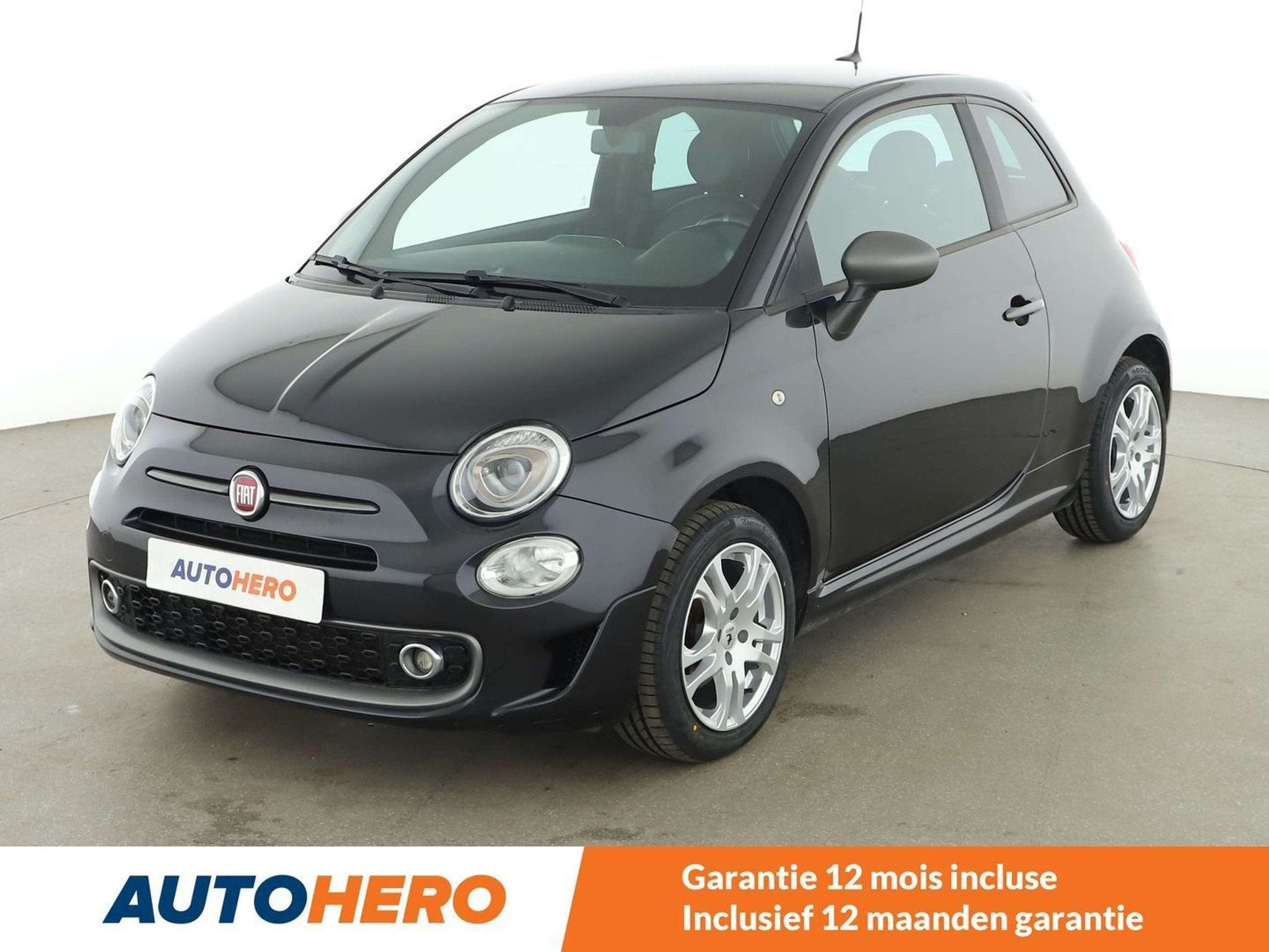 Fiat 500 1.2 S (bj 2017, automaat), Auto's, Fiat, 4 zetels, Gebruikt, Zwart, Leder