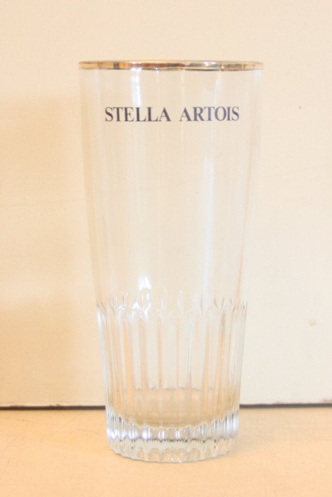 Stella Artois Glazen Met Ribbels / Zwart Logo & Gouden Rand, Ophalen of Verzenden, Zo goed als nieuw, Bierglas